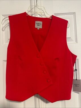 Autres Filles Red Sleeveless Adjustable-Fit Button-Front Vest